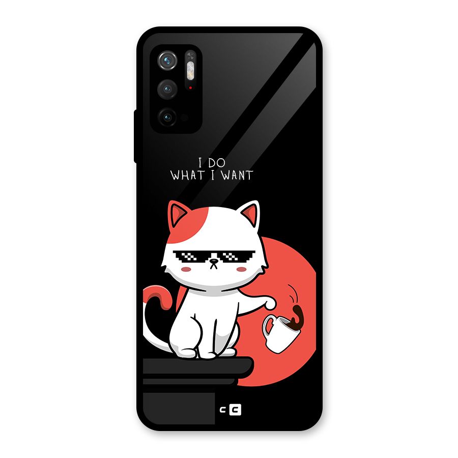 Cute Attitude Cat Glass Back Case for Poco M3 Pro 5G