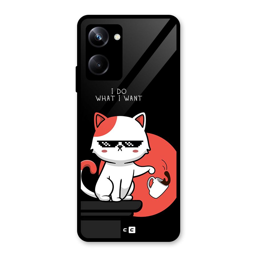 Cute Attitude Cat Glass Back Case for Realme 10 Pro