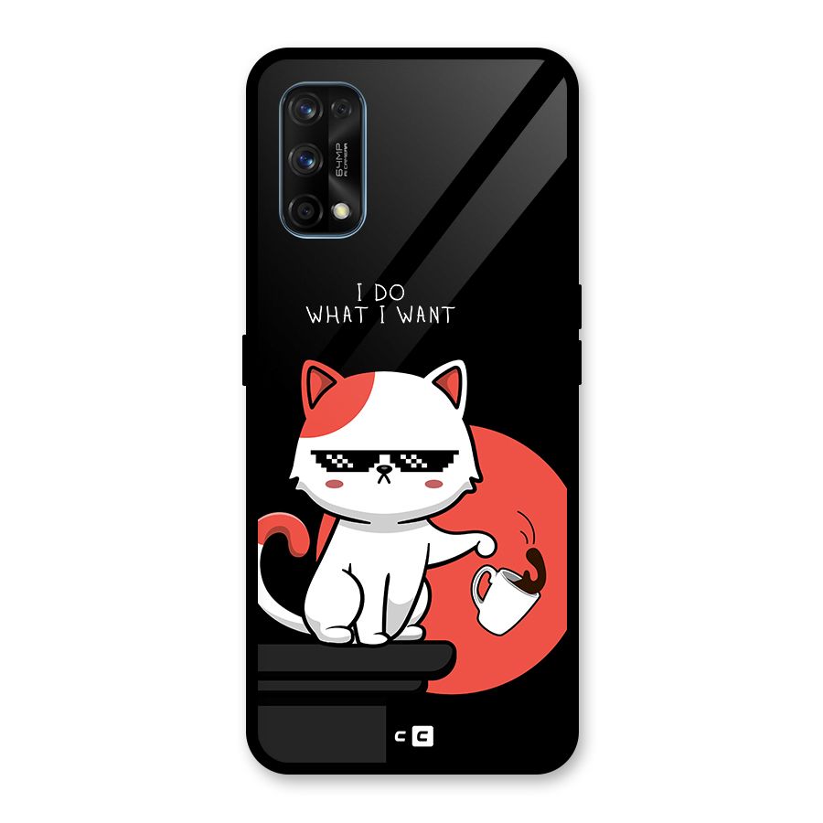 Cute Attitude Cat Glass Back Case for Realme 7 Pro