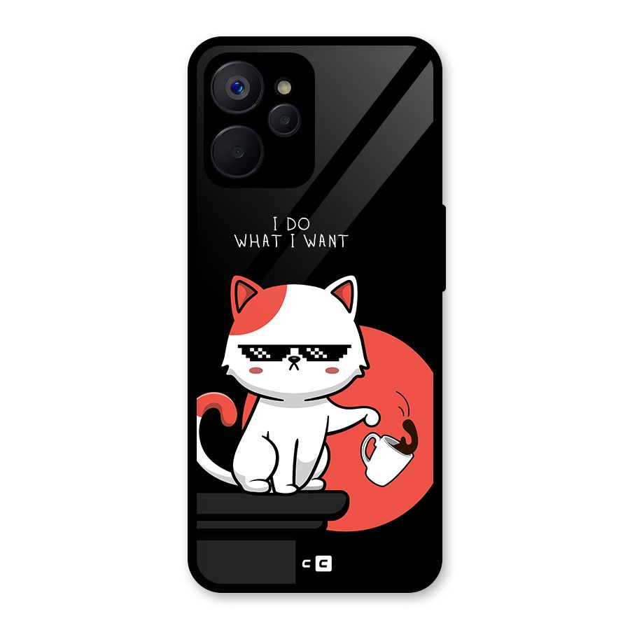Cute Attitude Cat Glass Back Case for Realme 9i 5G