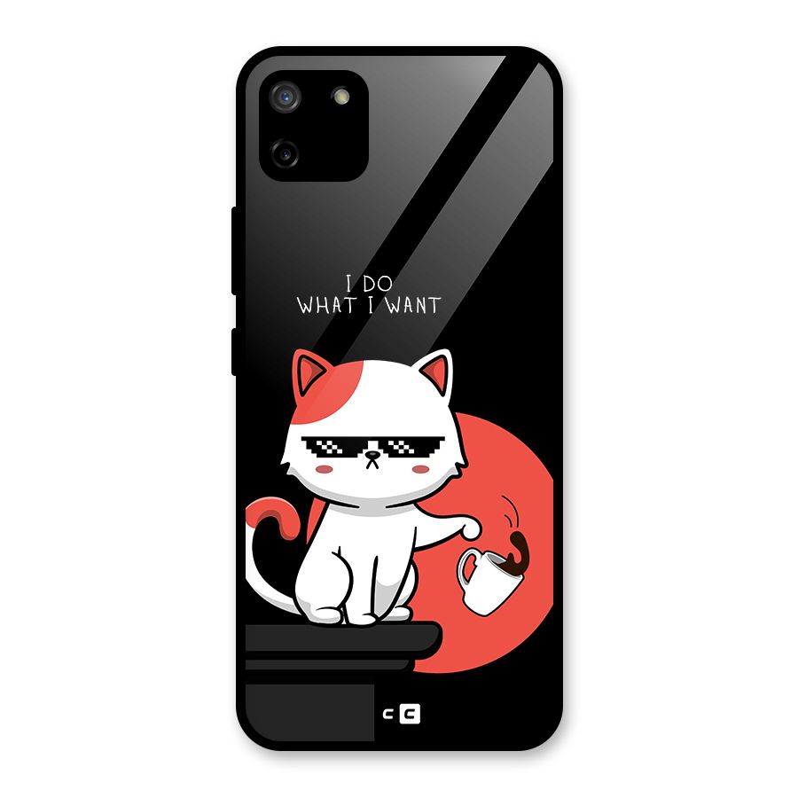 Cute Attitude Cat Glass Back Case for Realme C11