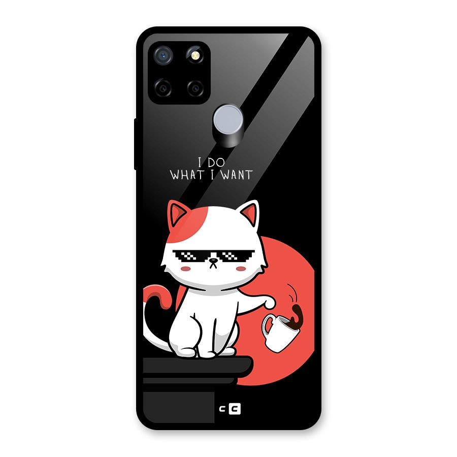 Cute Attitude Cat Glass Back Case for Realme C12