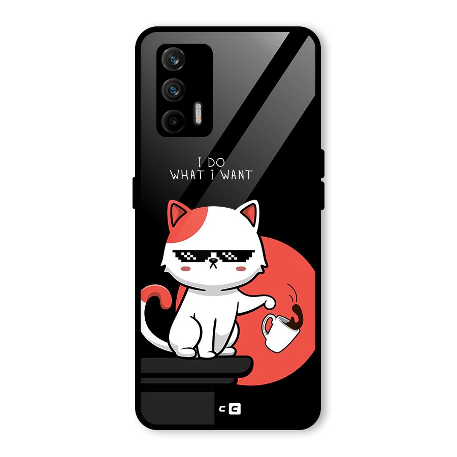 Cute Attitude Cat Glass Back Case for Realme GT 5G
