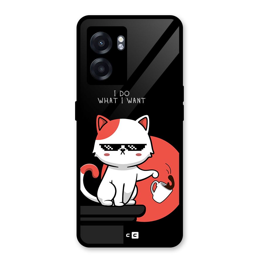 Cute Attitude Cat Glass Back Case for Realme Narzo 50 5G