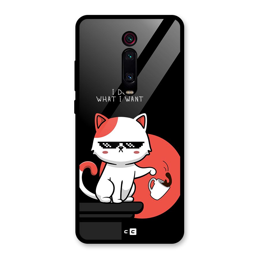Cute Attitude Cat Glass Back Case for Redmi K20
