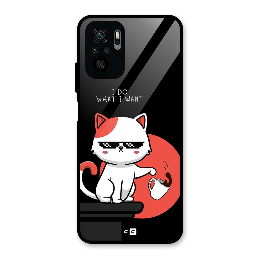 Cute Attitude Cat Glass Back Case for Redmi Note 11 SE