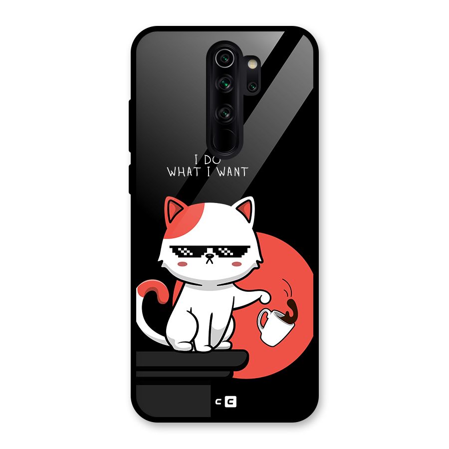 Cute Attitude Cat Glass Back Case for Redmi Note 8 Pro