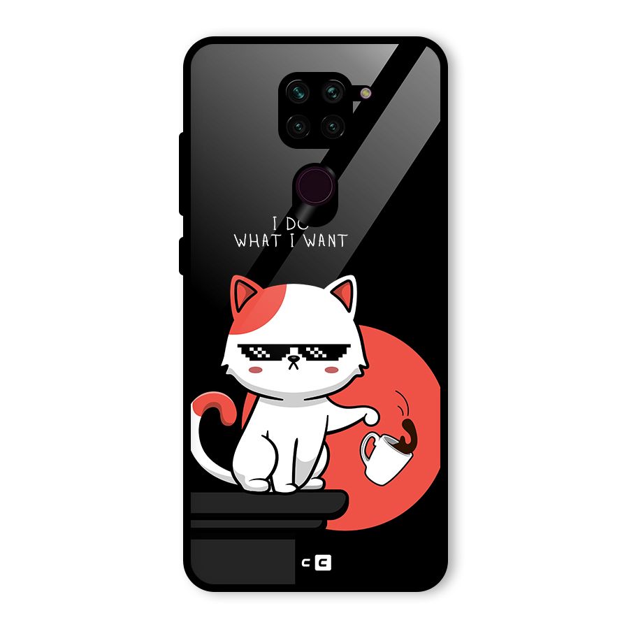 Cute Attitude Cat Glass Back Case for Redmi Note 9