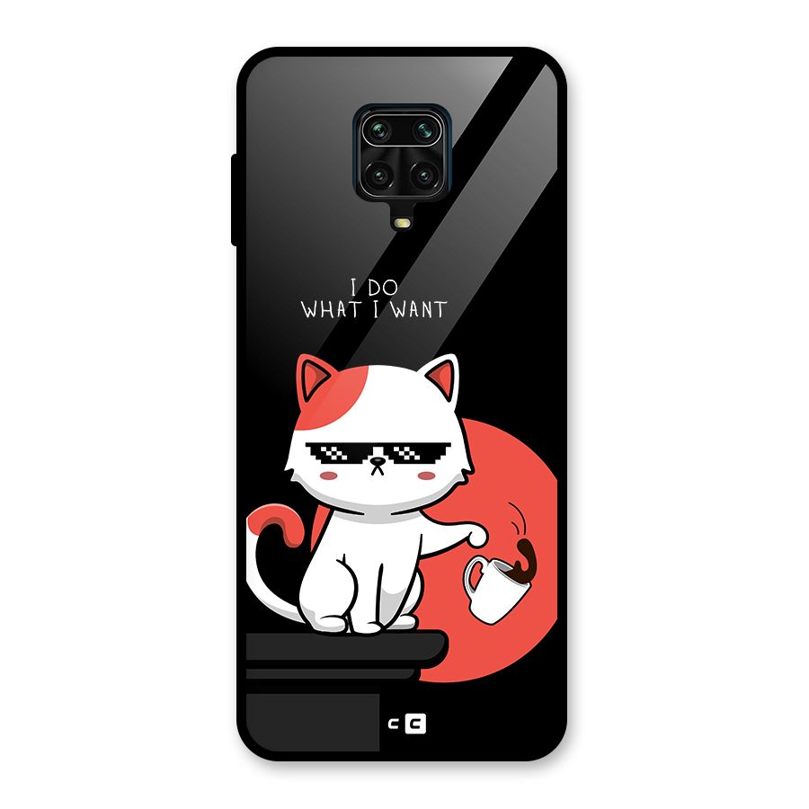 Cute Attitude Cat Glass Back Case for Redmi Note 9 Pro