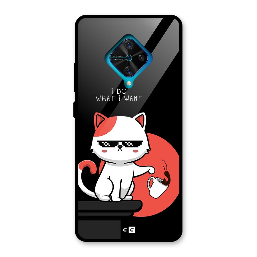 Cute Attitude Cat Glass Back Case for Vivo S1 Pro