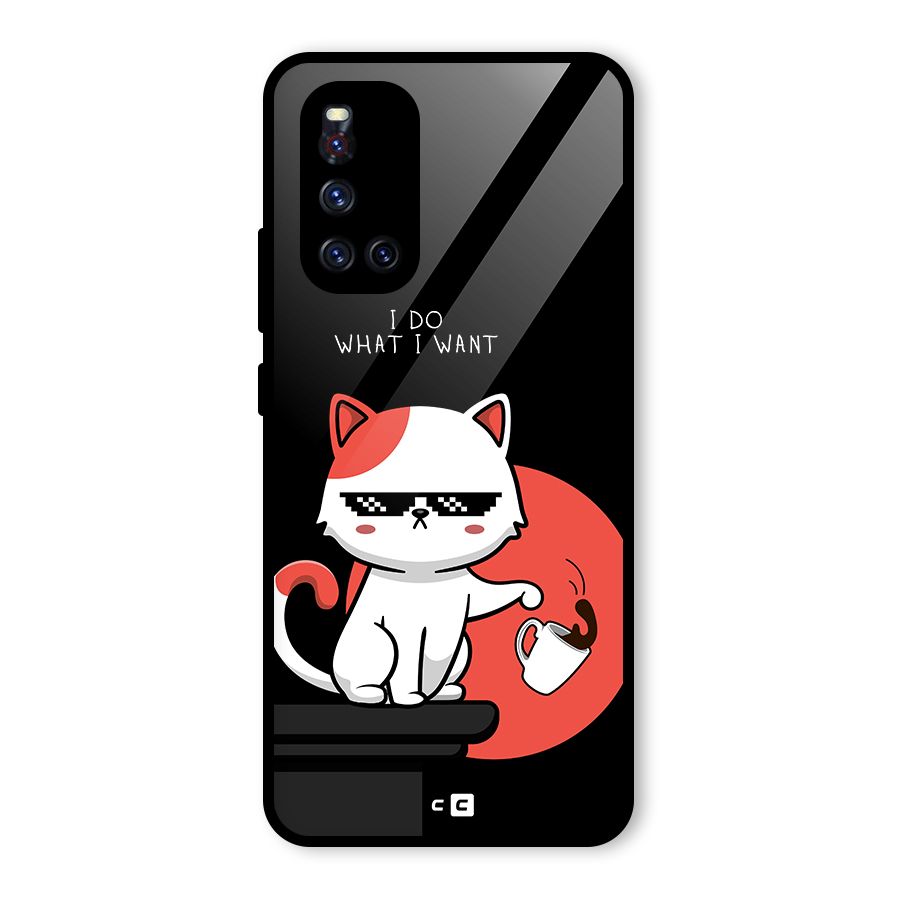 Cute Attitude Cat Glass Back Case for Vivo V19