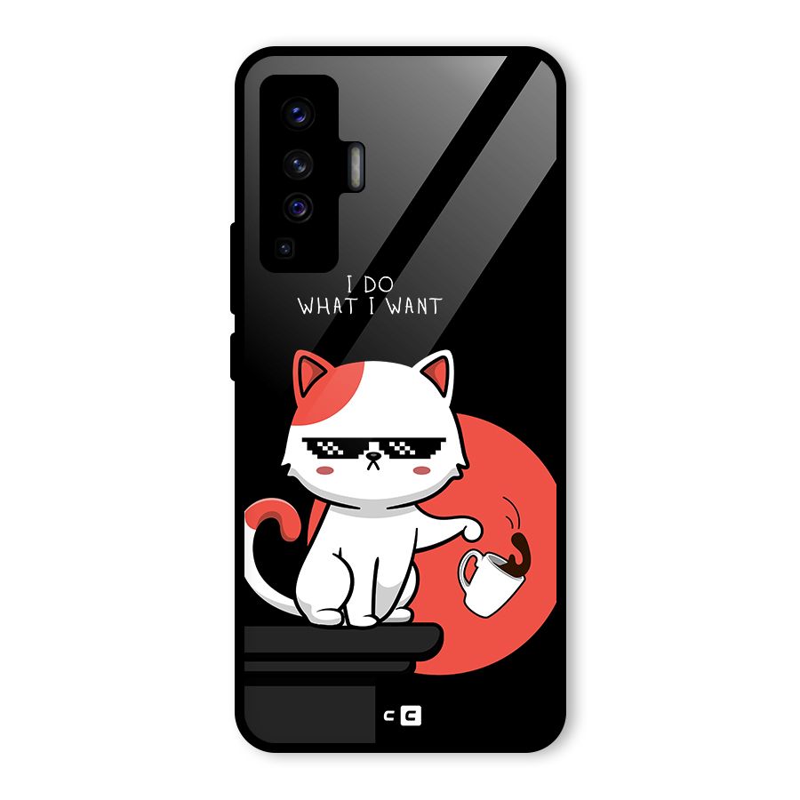 Cute Attitude Cat Glass Back Case for Vivo X50
