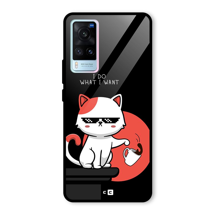 Cute Attitude Cat Glass Back Case for Vivo X60