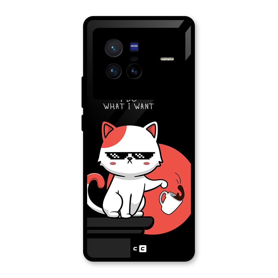 Cute Attitude Cat Glass Back Case for Vivo X80