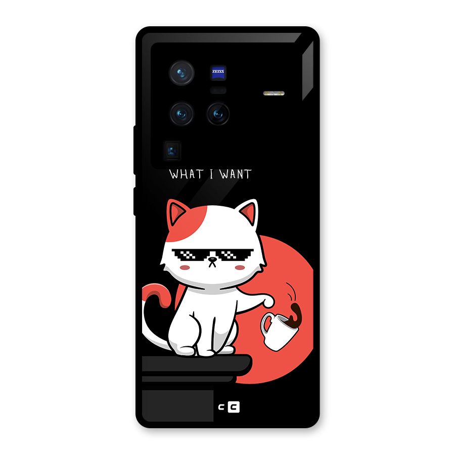 Cute Attitude Cat Glass Back Case for Vivo X80 Pro