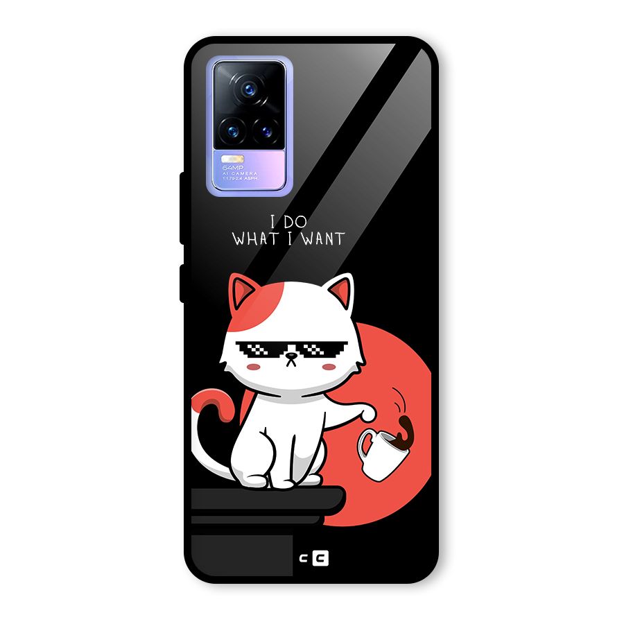 Cute Attitude Cat Glass Back Case for Vivo Y73
