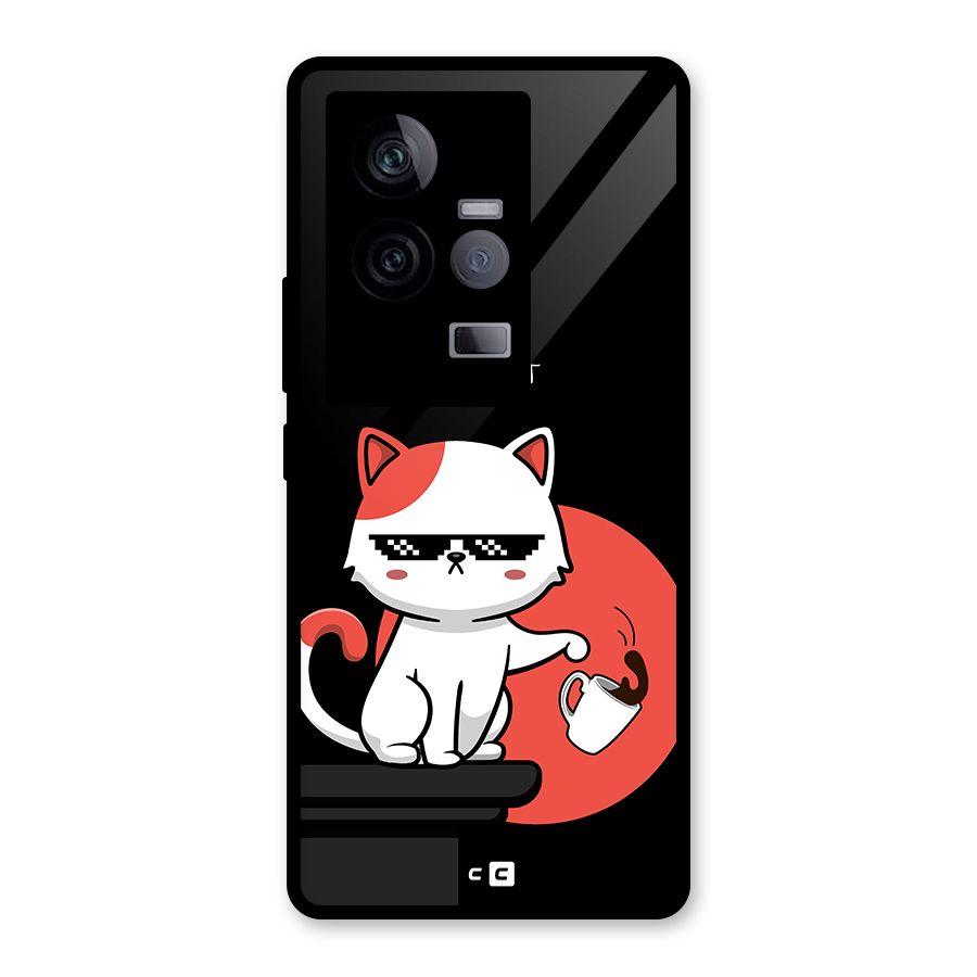 Cute Attitude Cat Glass Back Case for Vivo iQOO 11 5G