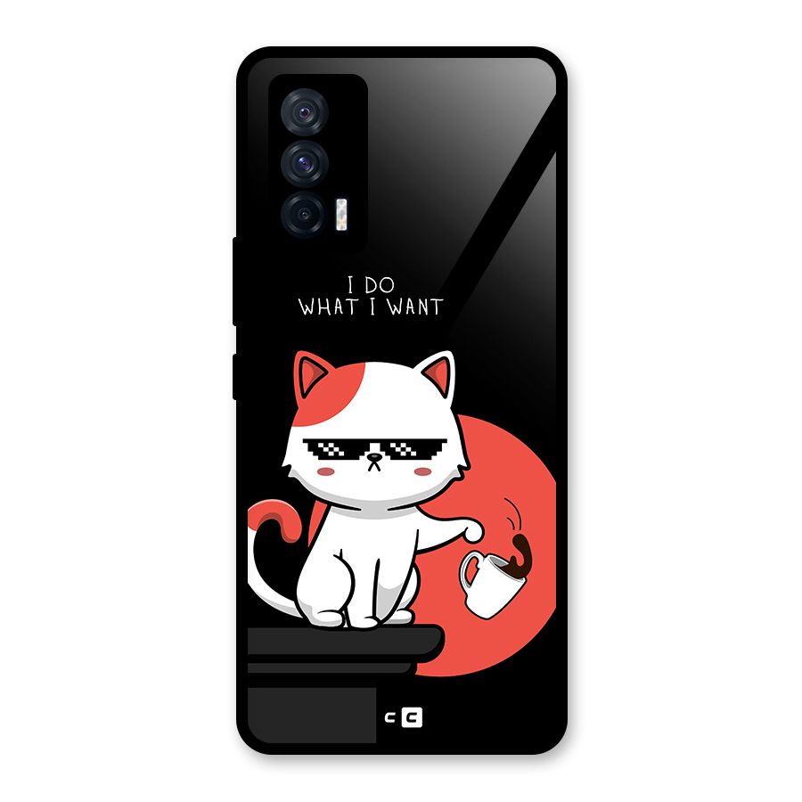 Cute Attitude Cat Glass Back Case for Vivo iQOO 7 5G
