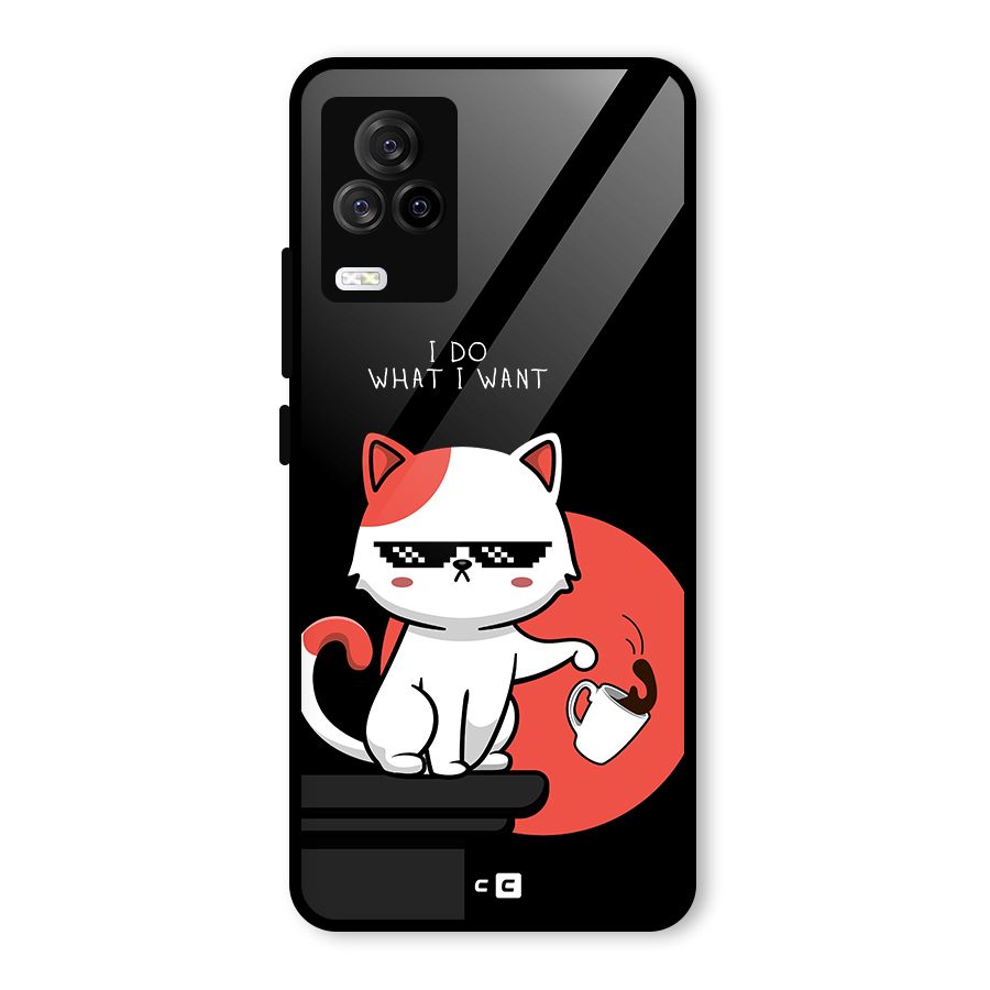 Cute Attitude Cat Glass Back Case for Vivo iQOO 7 Legend 5G