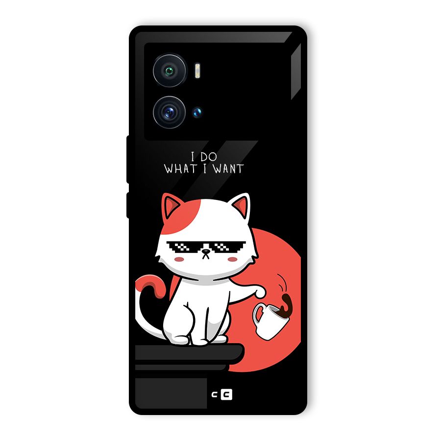 Cute Attitude Cat Glass Back Case for Vivo iQOO 9 Pro