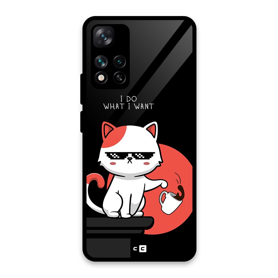 Cute Attitude Cat Glass Back Case for Xiaomi 11i HyperCharge 5G