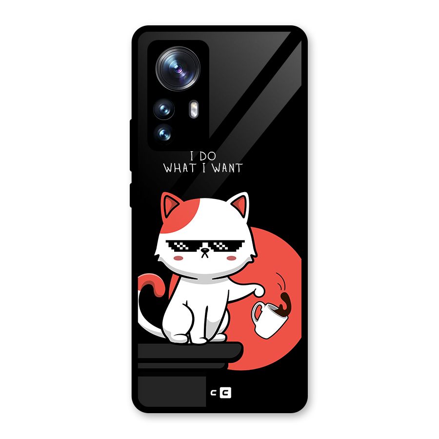 Cute Attitude Cat Glass Back Case for Xiaomi 12 Pro