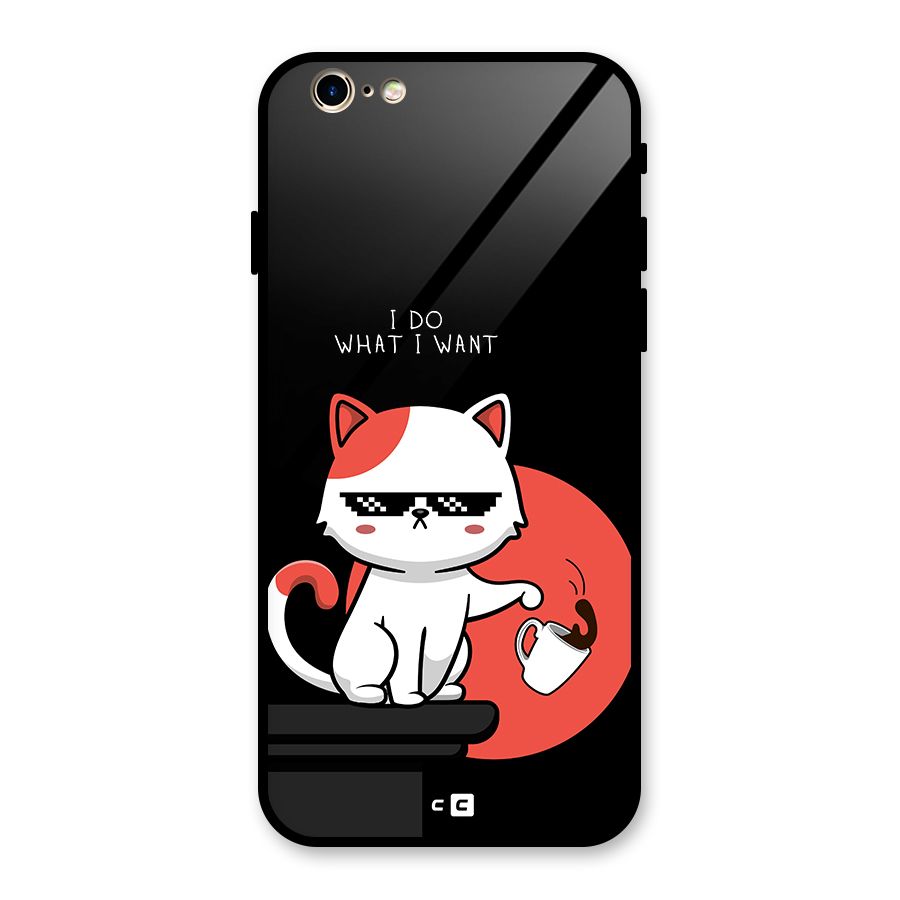 Cute Attitude Cat Glass Back Case for iPhone 6 6S