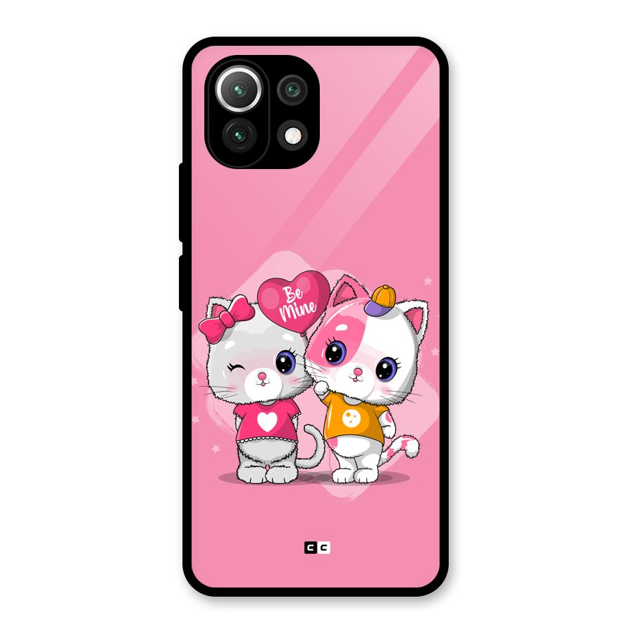 Cute Be Mine Glass Back Case for Mi 11 Lite