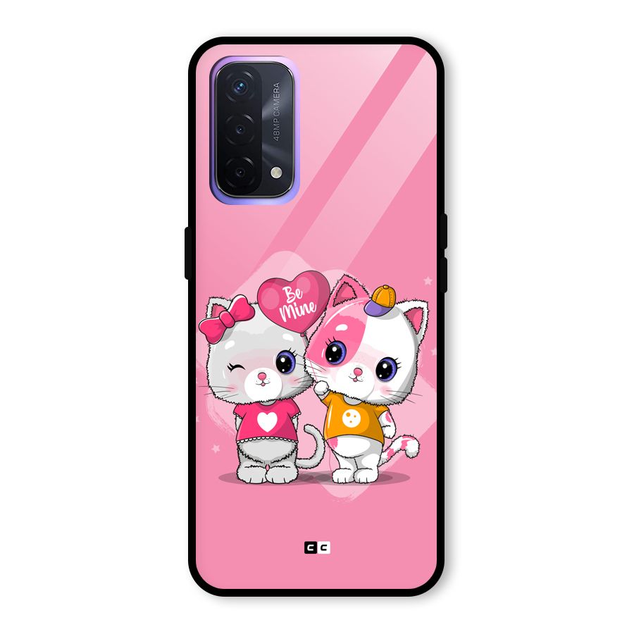 Cute Be Mine Glass Back Case for Oppo A74 5G