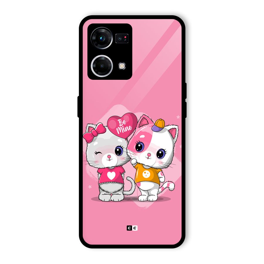 Cute Be Mine Glass Back Case for Oppo F21s Pro 4G