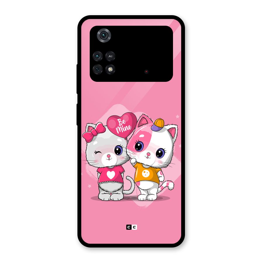 Cute Be Mine Glass Back Case for Poco M4 Pro 4G