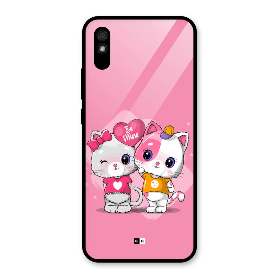 Cute Be Mine Glass Back Case for Redmi 9A