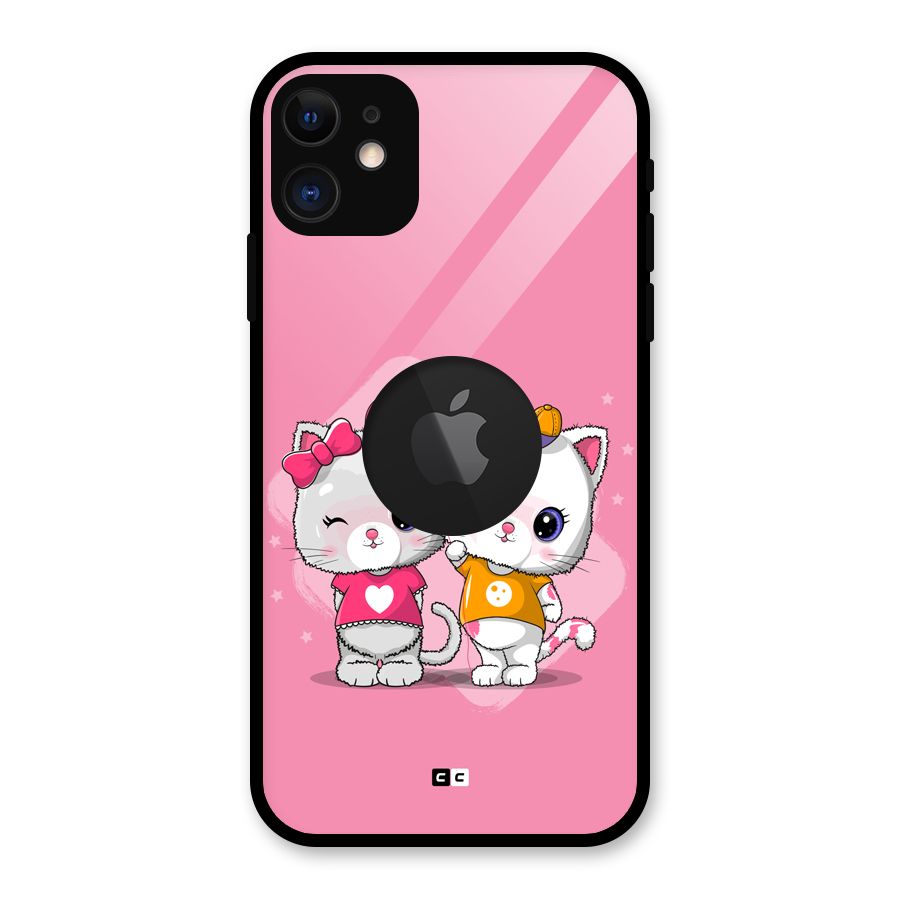 Cute Be Mine Glass Back Case for iPhone 11 Logo Cut