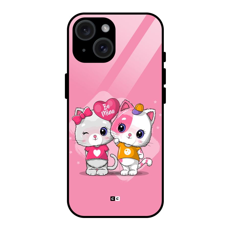 Cute Be Mine Glass Back Case for iPhone 15