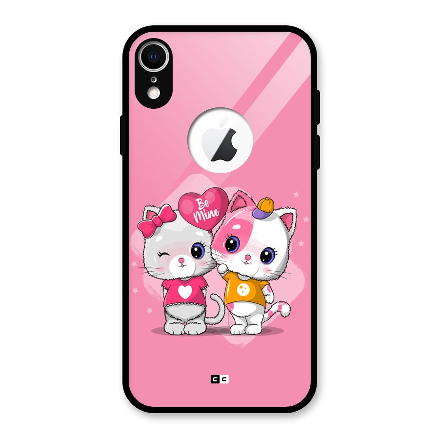 Cute Be Mine Glass Back Case for iPhone XR Logo Cut