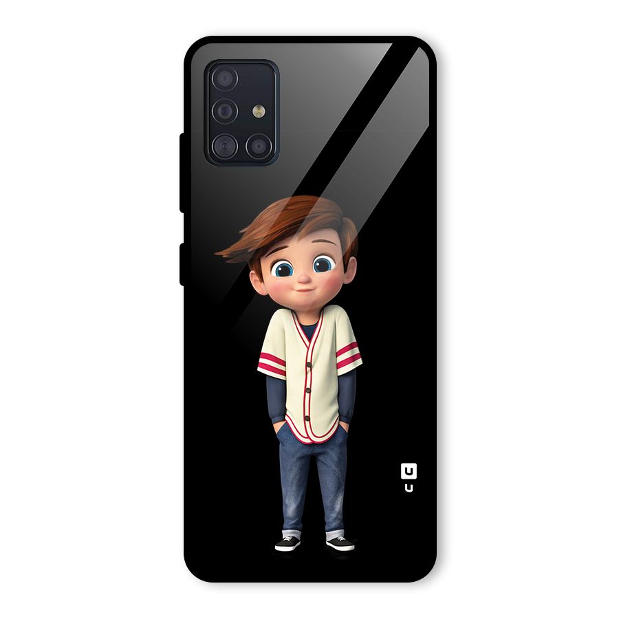 Cute Boy Tim Glass Back Case for Galaxy A51