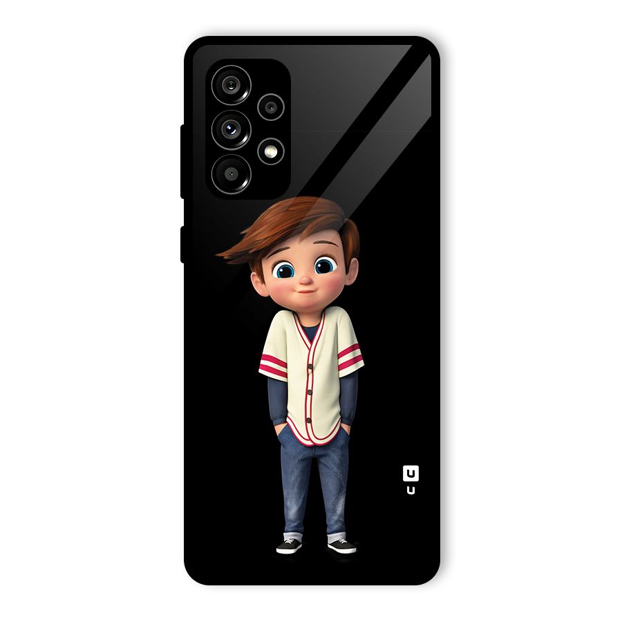 Cute Boy Tim Glass Back Case for Galaxy A73 5G
