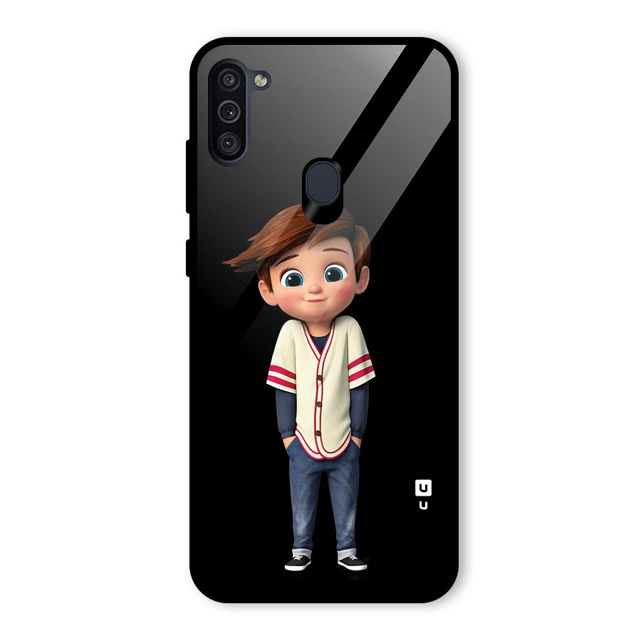Cute Boy Tim Glass Back Case for Galaxy M11