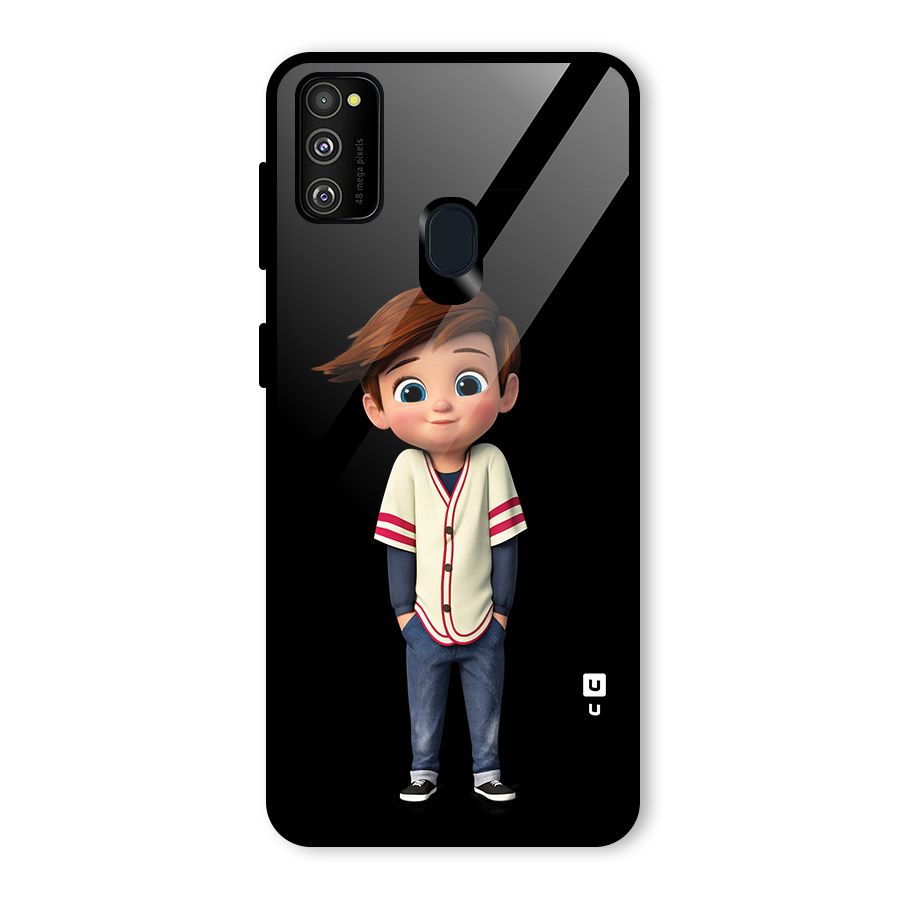 Cute Boy Tim Glass Back Case for Galaxy M30s