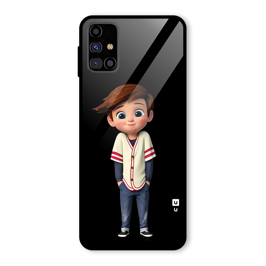 Cute Boy Tim Glass Back Case for Galaxy M31s