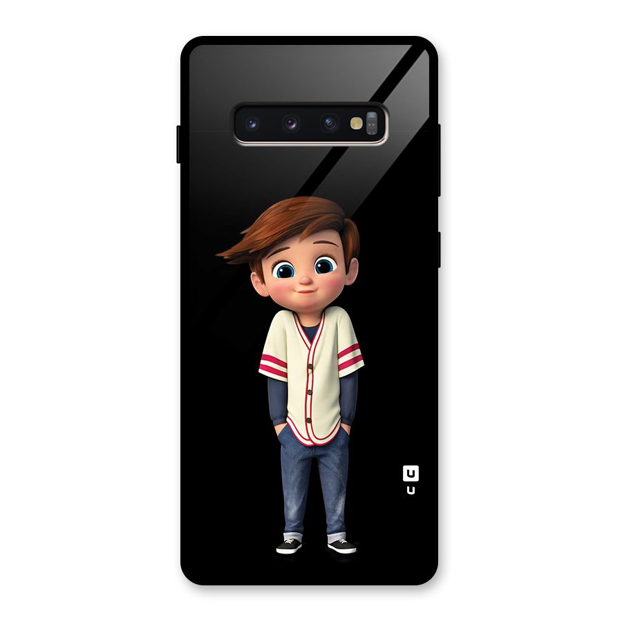 Cute Boy Tim Glass Back Case for Galaxy S10 Plus
