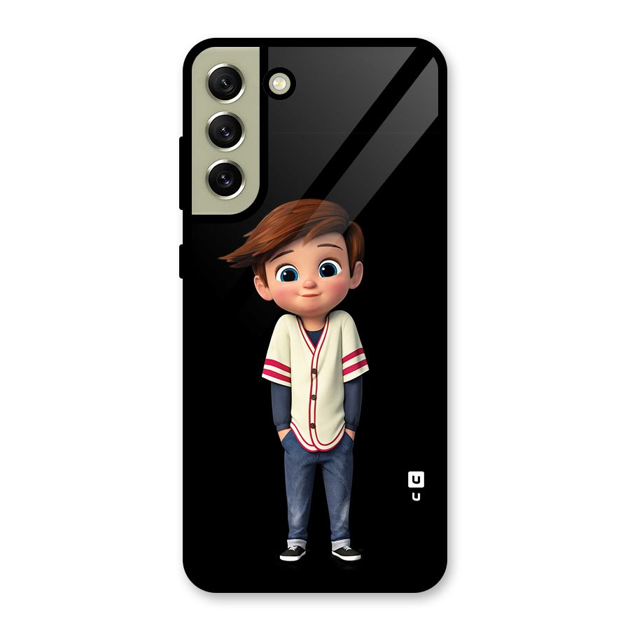 Cute Boy Tim Glass Back Case for Galaxy S21 FE 5G