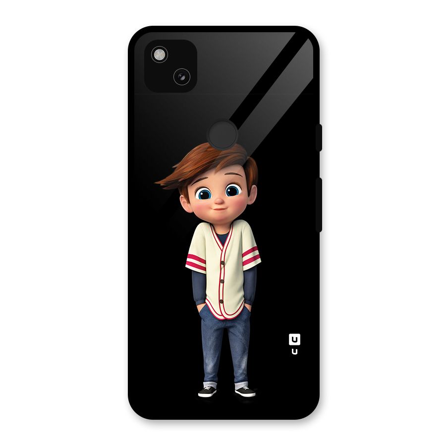 Cute Boy Tim Glass Back Case for Google Pixel 4a