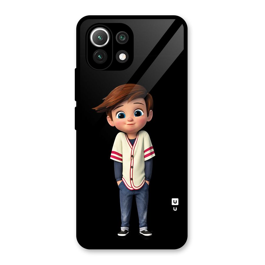Cute Boy Tim Glass Back Case for Mi 11 Lite NE 5G