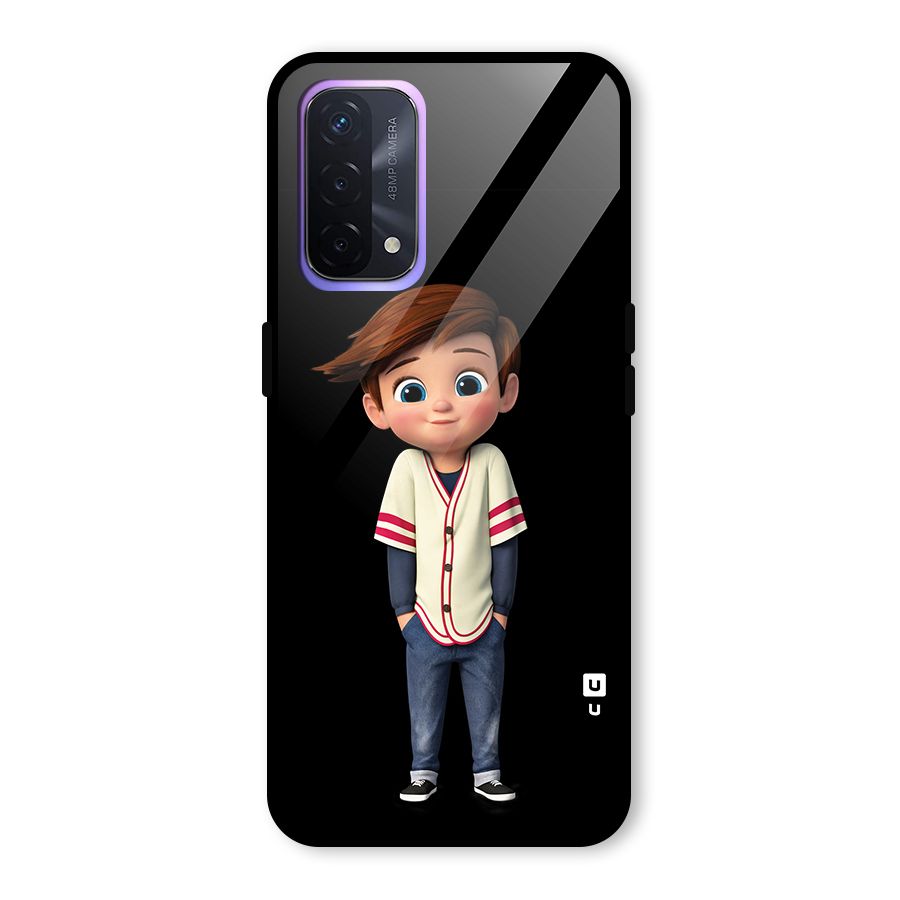 Cute Boy Tim Glass Back Case for Oppo A74 5G