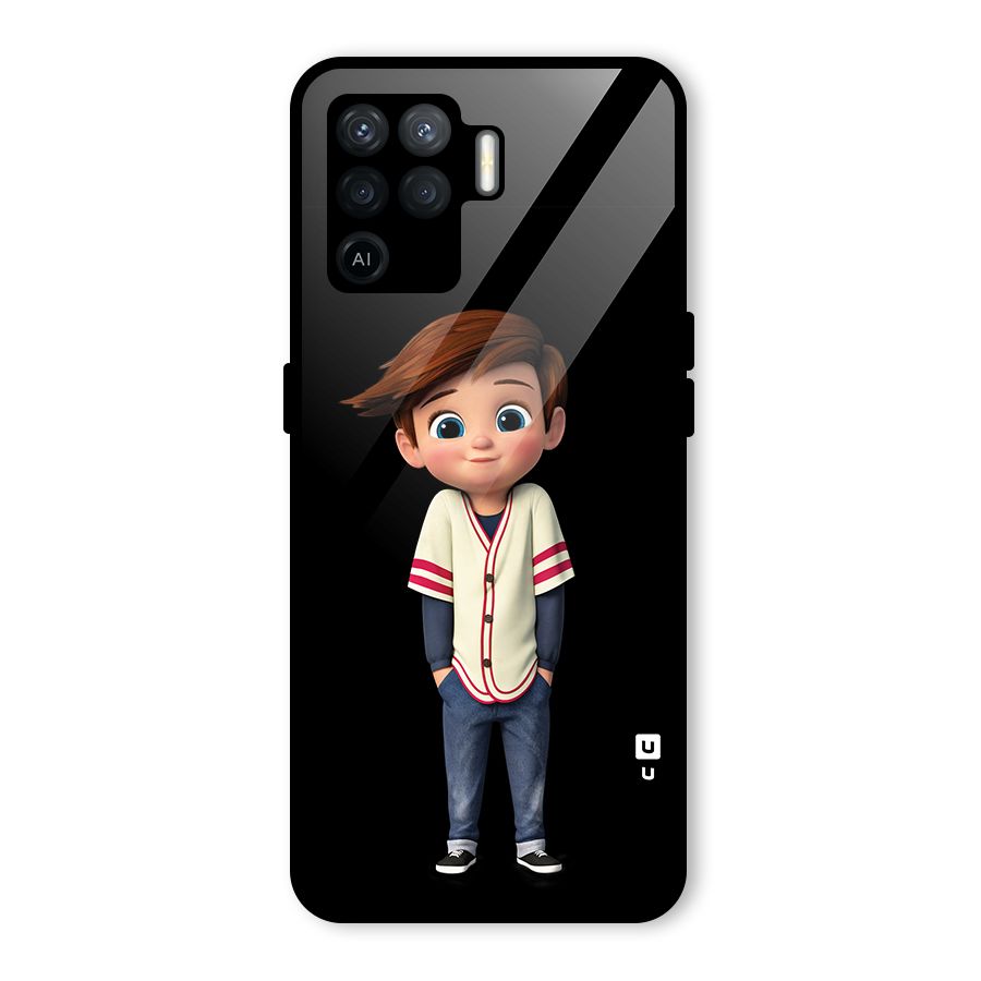 Cute Boy Tim Glass Back Case for Oppo F19 Pro