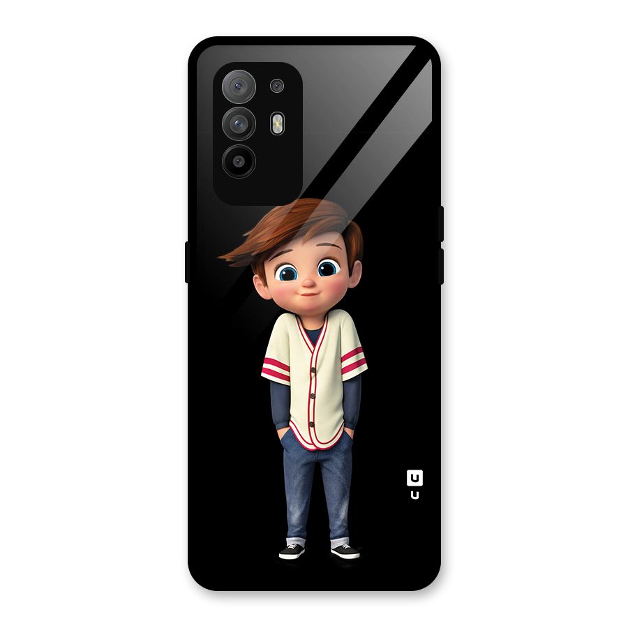 Cute Boy Tim Glass Back Case for Oppo F19 Pro Plus 5G