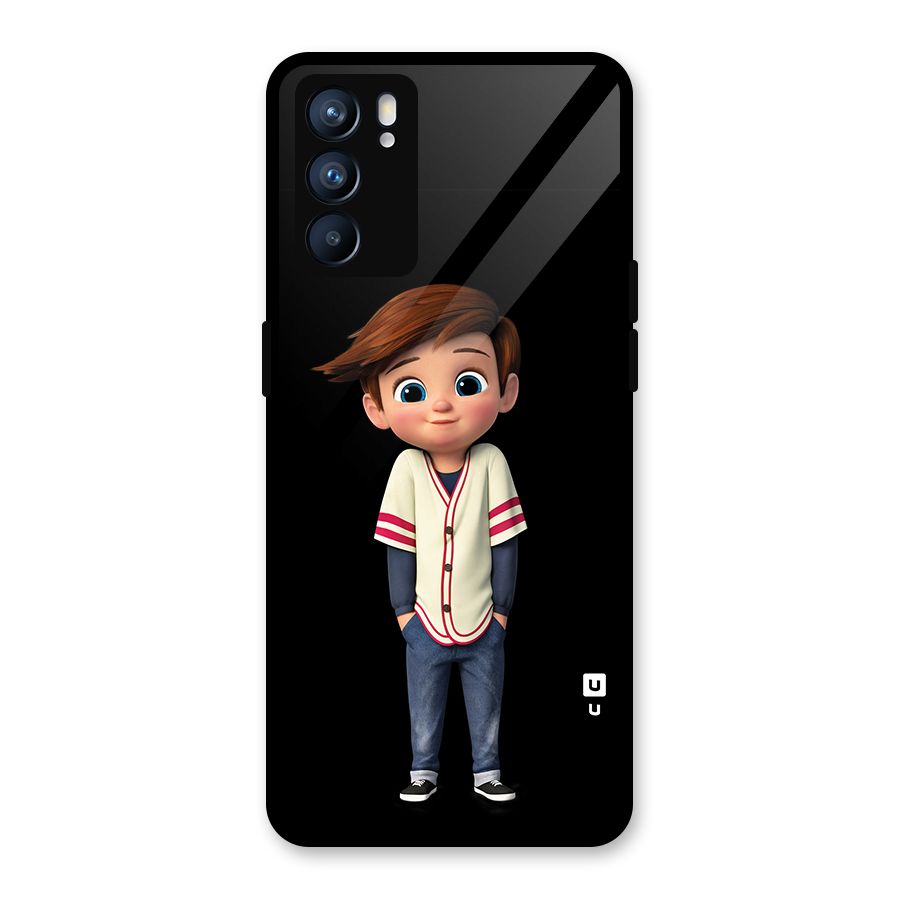 Cute Boy Tim Glass Back Case for Oppo Reno6 5G
