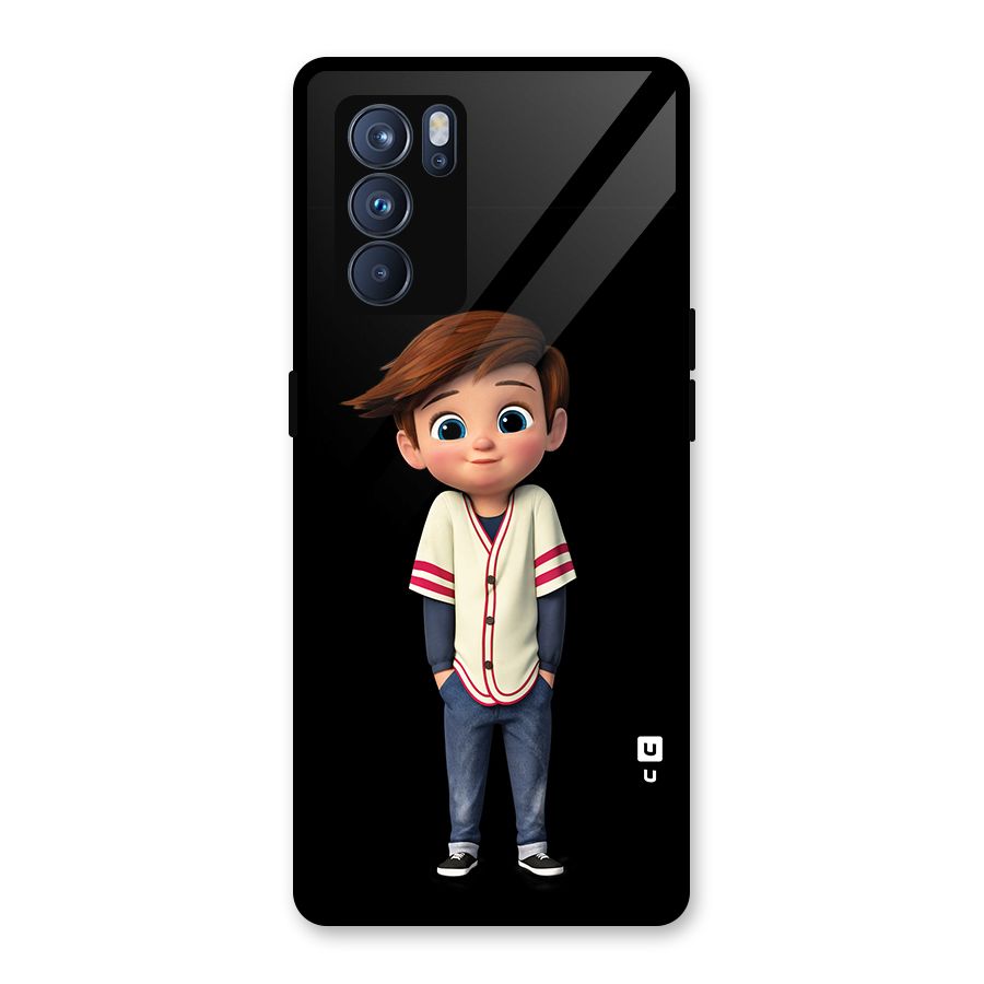 Cute Boy Tim Glass Back Case for Oppo Reno6 Pro 5G
