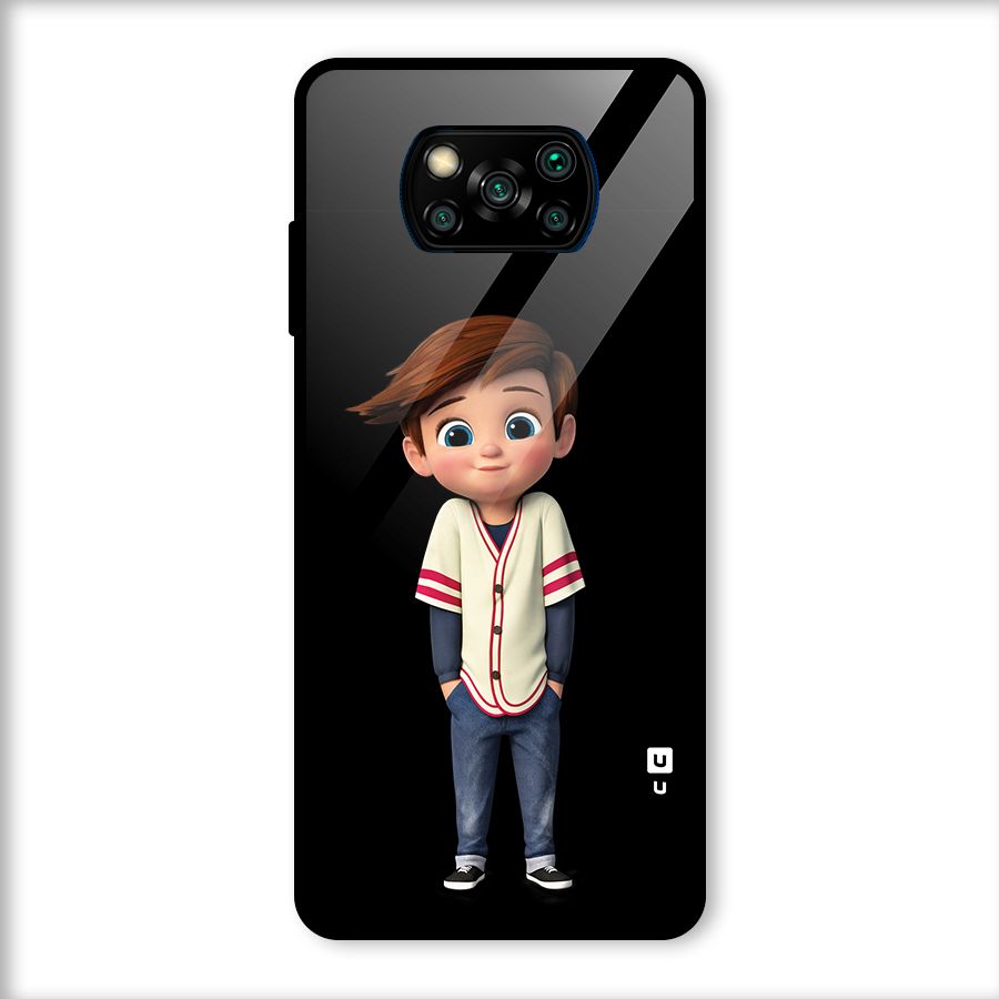 Cute Boy Tim Glass Back Case for Poco X3